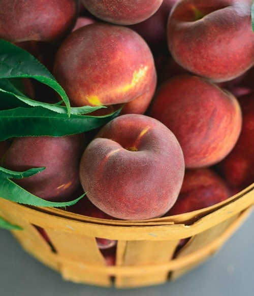 A basket full of peaches